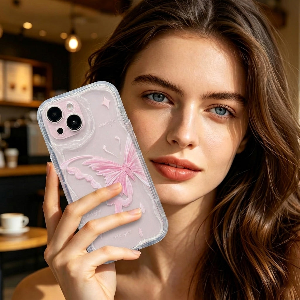 Elegant Crystal Butterfly Transparent Phone Case