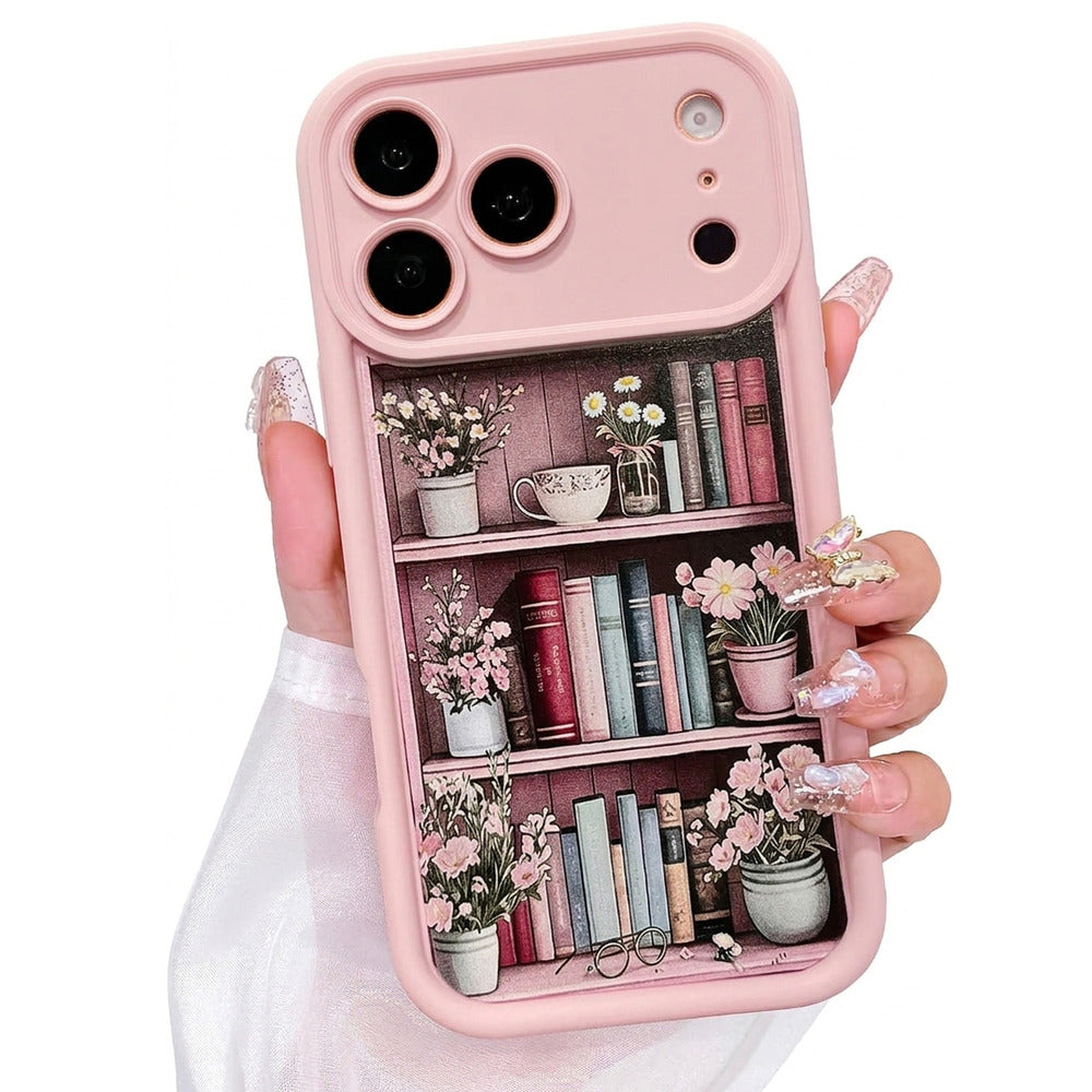 Pink Floral Bookshelf Mobile Case