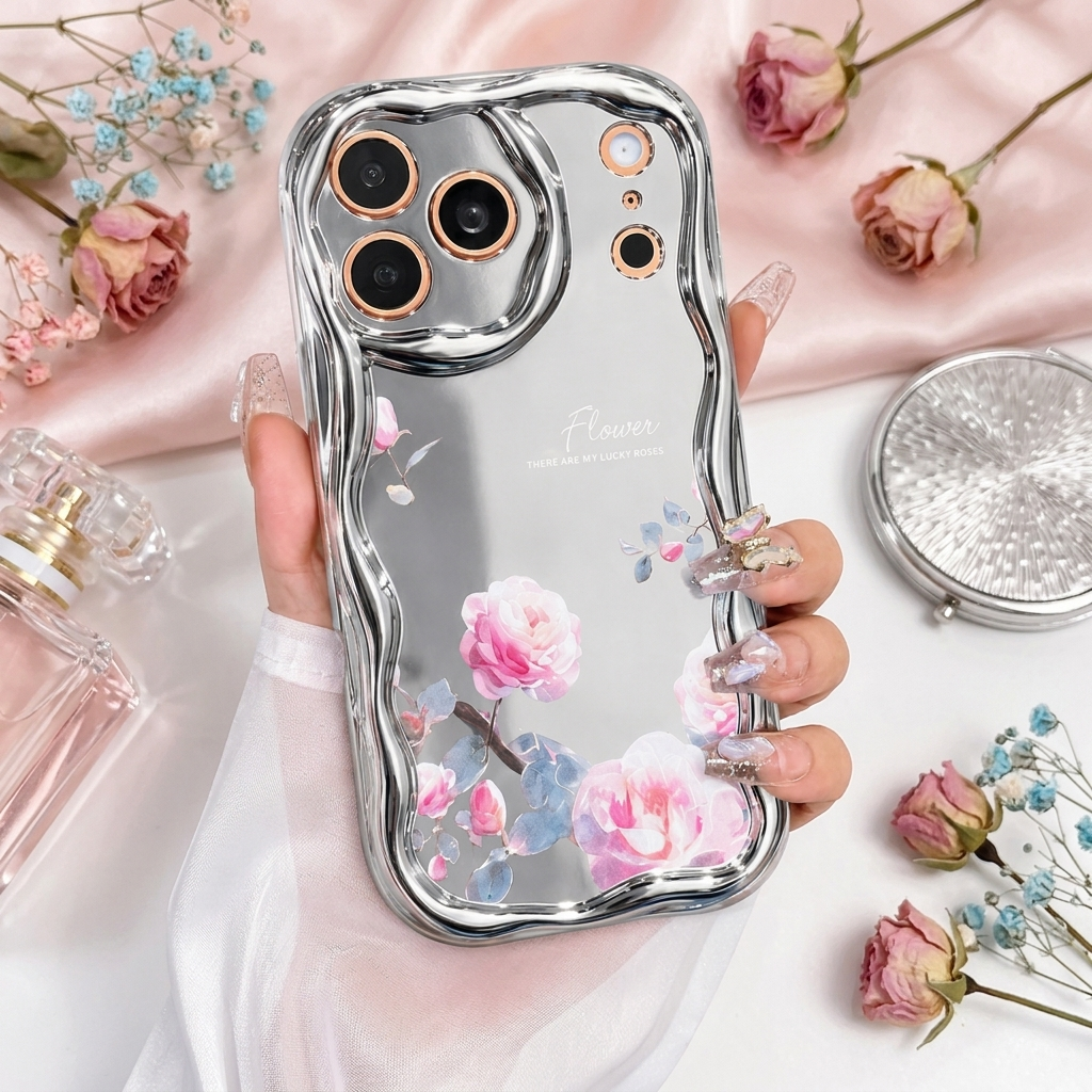 The Floral Wave Mirror Case