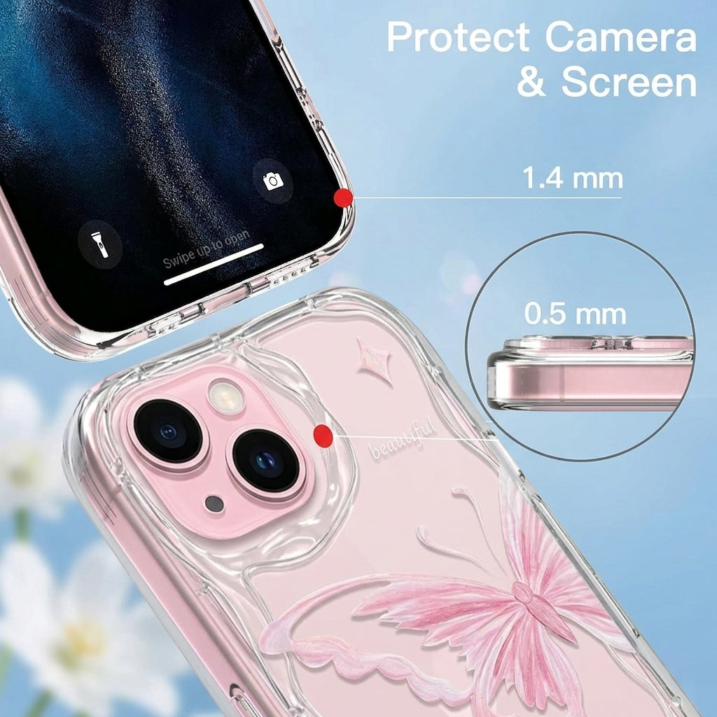 Elegant Crystal Butterfly Transparent Phone Case