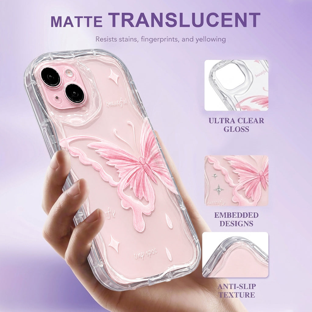 Elegant Crystal Butterfly Transparent Phone Case