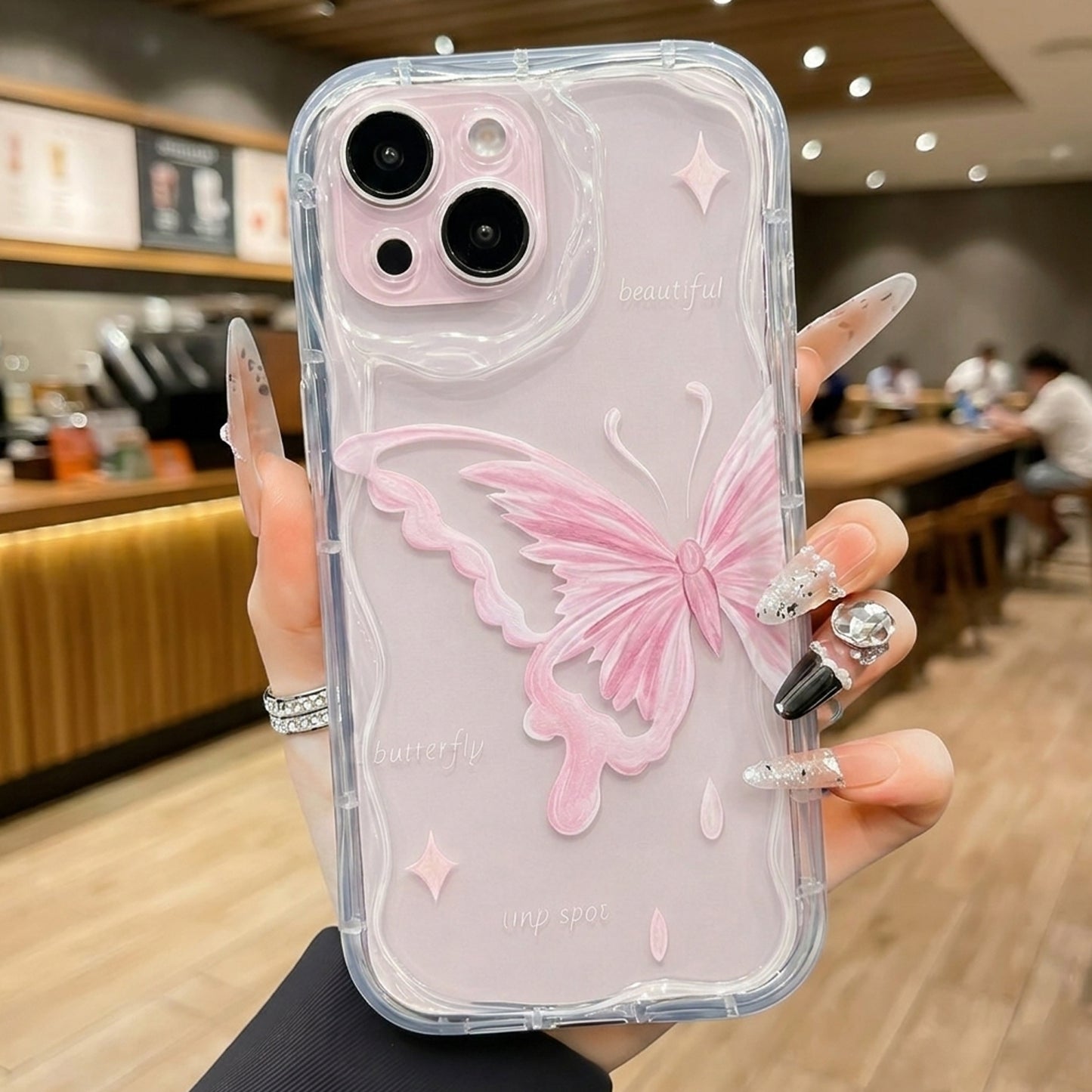 Elegant Crystal Butterfly Transparent Phone Case
