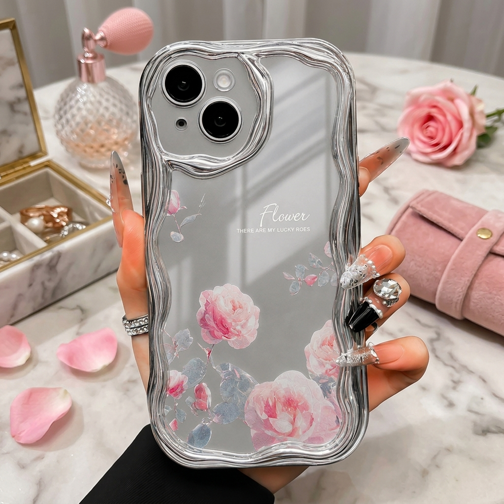 The Floral Wave Mirror Case
